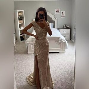 Elegant Gold Evening Gown